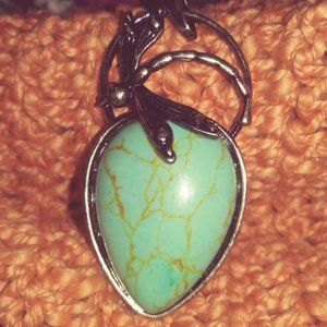 Dragonfly & Faux Turquoise Pendant